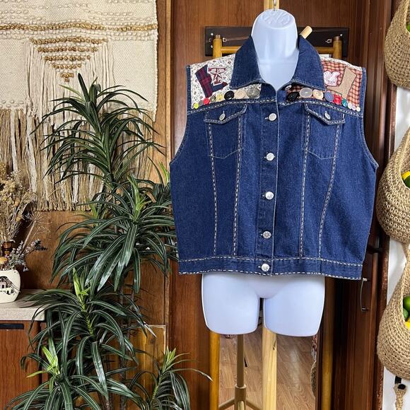 Texas A&M Aggies Denim Vest L | Handmade One of a Kind Boho Western Collegewear - Picture 2 of 15